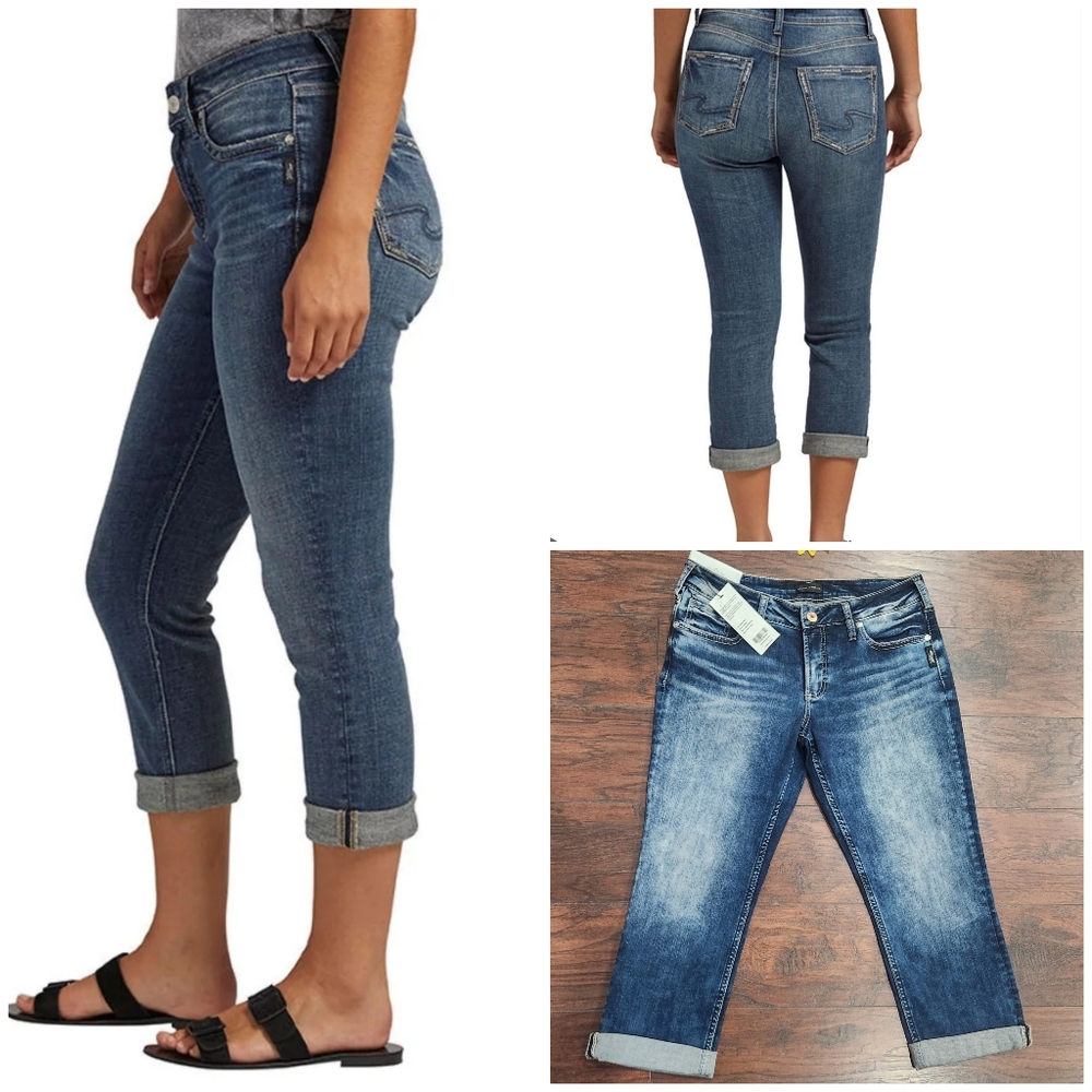 Silver Jeans Mid Rise Capri Plus Size In Indigo